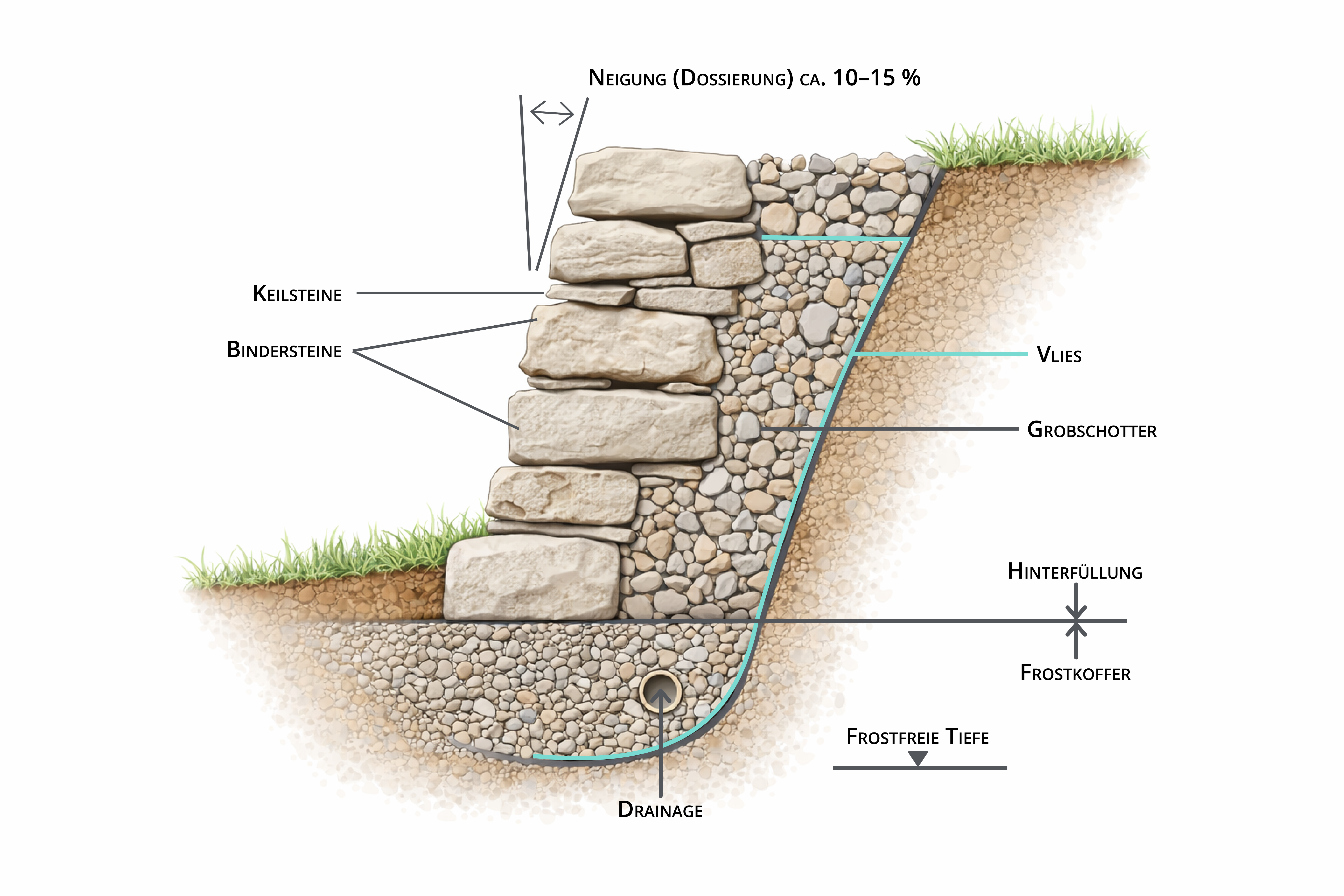 Trockenmauer bauen