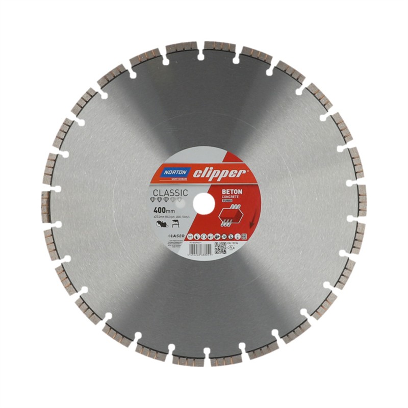 Norton Clipper Diamant-Trennscheibe CLASSIC Beton Turbo – 400 mm x 25,4 mm