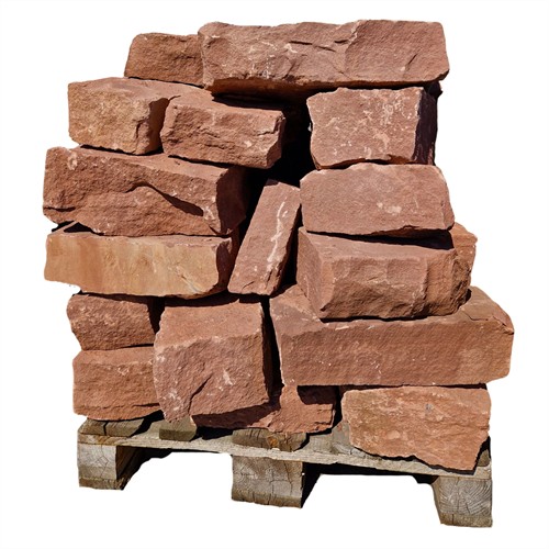 Sandstein Trockenmauersteine rot – gespalten – ca. 8–15 cm – freie Längen – naturbelassen & vielseitig