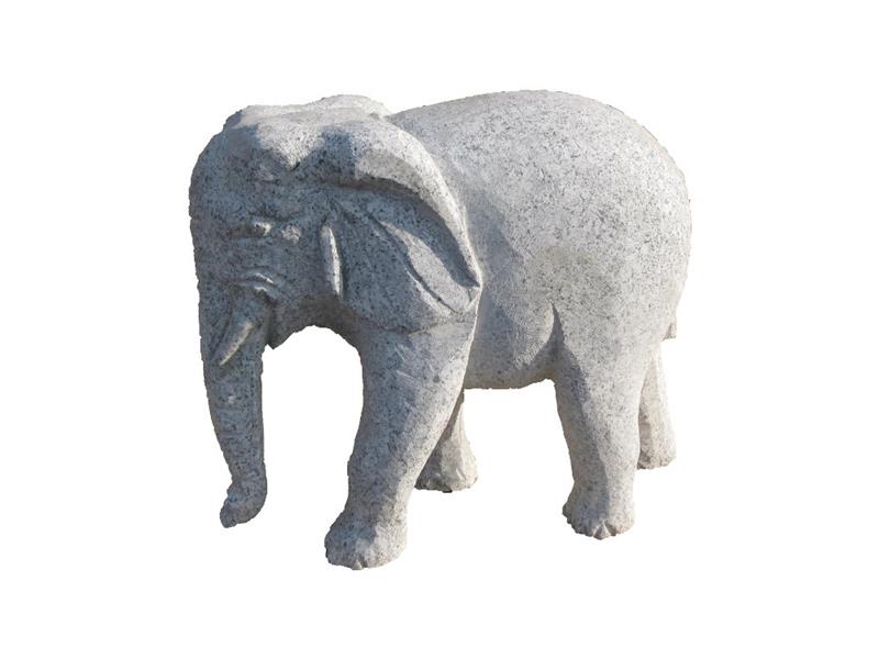 Elefant aus Granit hellgrau - Rüssel unten, verschiedene Größen