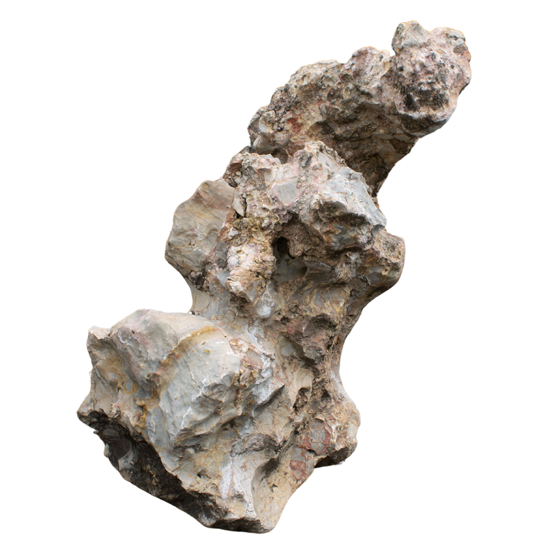 Findling QUIRINUS Nr. 46 mit Quellbohrung, Kalksteinfindling gelb-rose