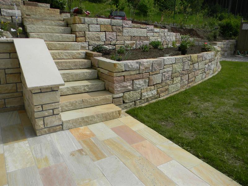 Sandstein Mint mixed Trockenmauersteine - allseits gespalten, 3 Schichthöhen Sandstein Mint mixed Trockenmauersteine - allseits gespalten, 3 Schichthöhen