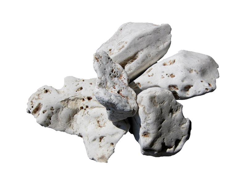 Lochsteine weiß - beige, GROß, Ziersteine rund getrommelt