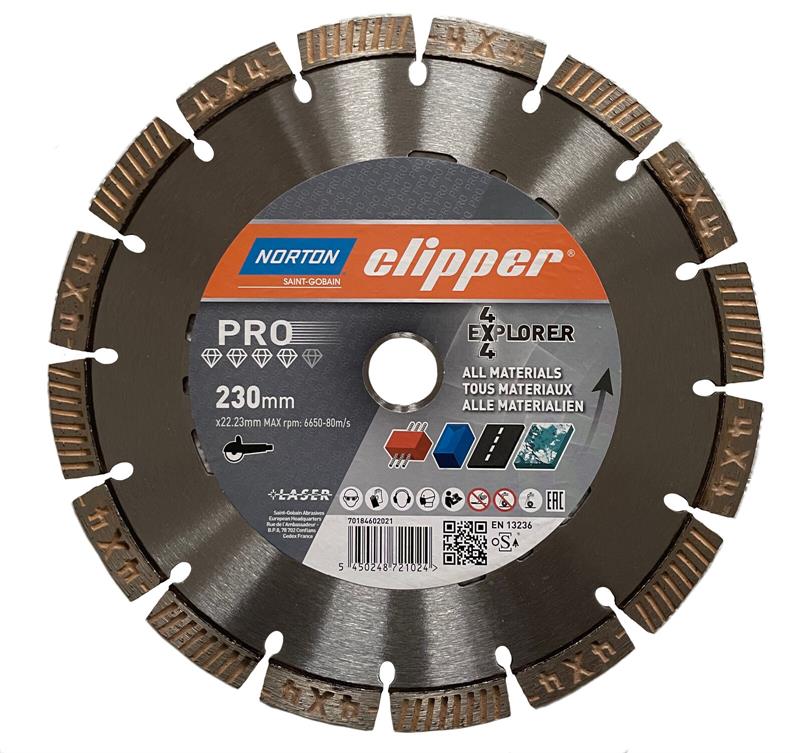 Norton Clipper Diamant-Trennscheibe 4x4 EXPLORER 230 mm x 22,23 mm Norton Clipper Diamant-Trennscheibe 4x4 EXPLORER 230 mm x 22,23 mm