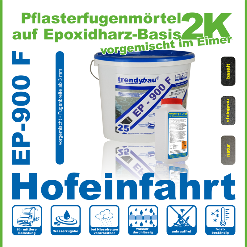 EP- 900 F, 2K Pflasterfugenmörtel, Farbe steingrau, 25 kg eimerware