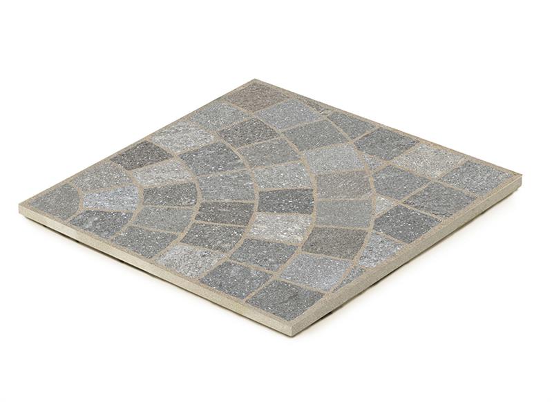 Keramikplatte Cubetti Ventaglio Grigio  60x60x2 cm