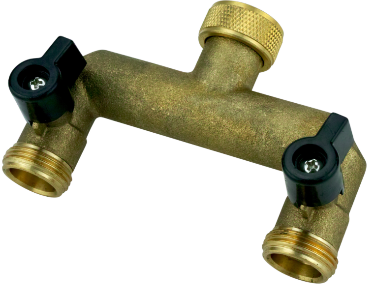 2 Wege-Verteiler aus Messing, Eingangsseite Überwurf 3/4z IG, Abgang mit Absperrventil 2x 3/4z AG 2 Wege-Verteiler aus Messing, Eingangsseite Überwurf 3/4z IG, Abgang mit Absperrventil 2x 3/4z AG