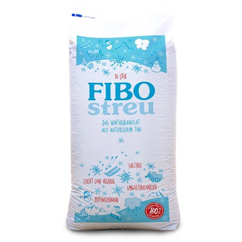 FIBOStreu Winterstreugranulat – leichtes Blähton-Streumittel – im 50 L Sack