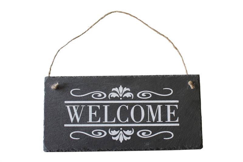 Schiefer Schild "Welcome" Schiefer Schild "Welcome"