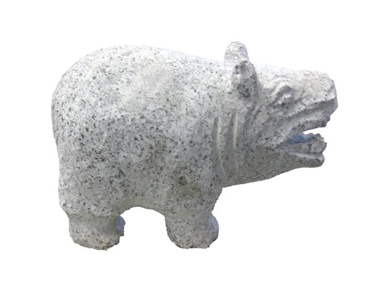 Nilpferd aus Granit hellgrau