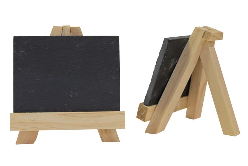 Schiefer MEMO Tafel – 8er Set mit Bambus Holzständer